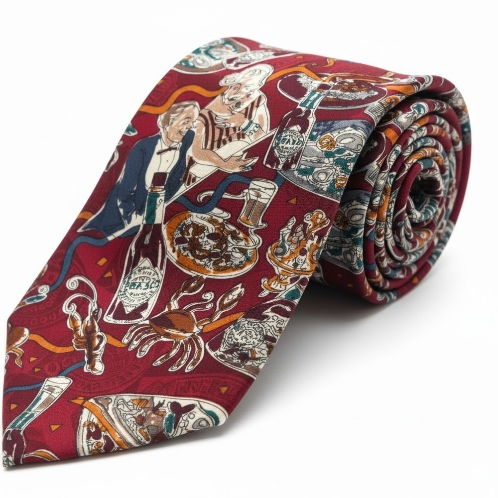 Tabasco Vintage Men's Necktie Red Novelty Tabasco Miniature 100% Silk